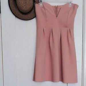Pink strapless mini dress